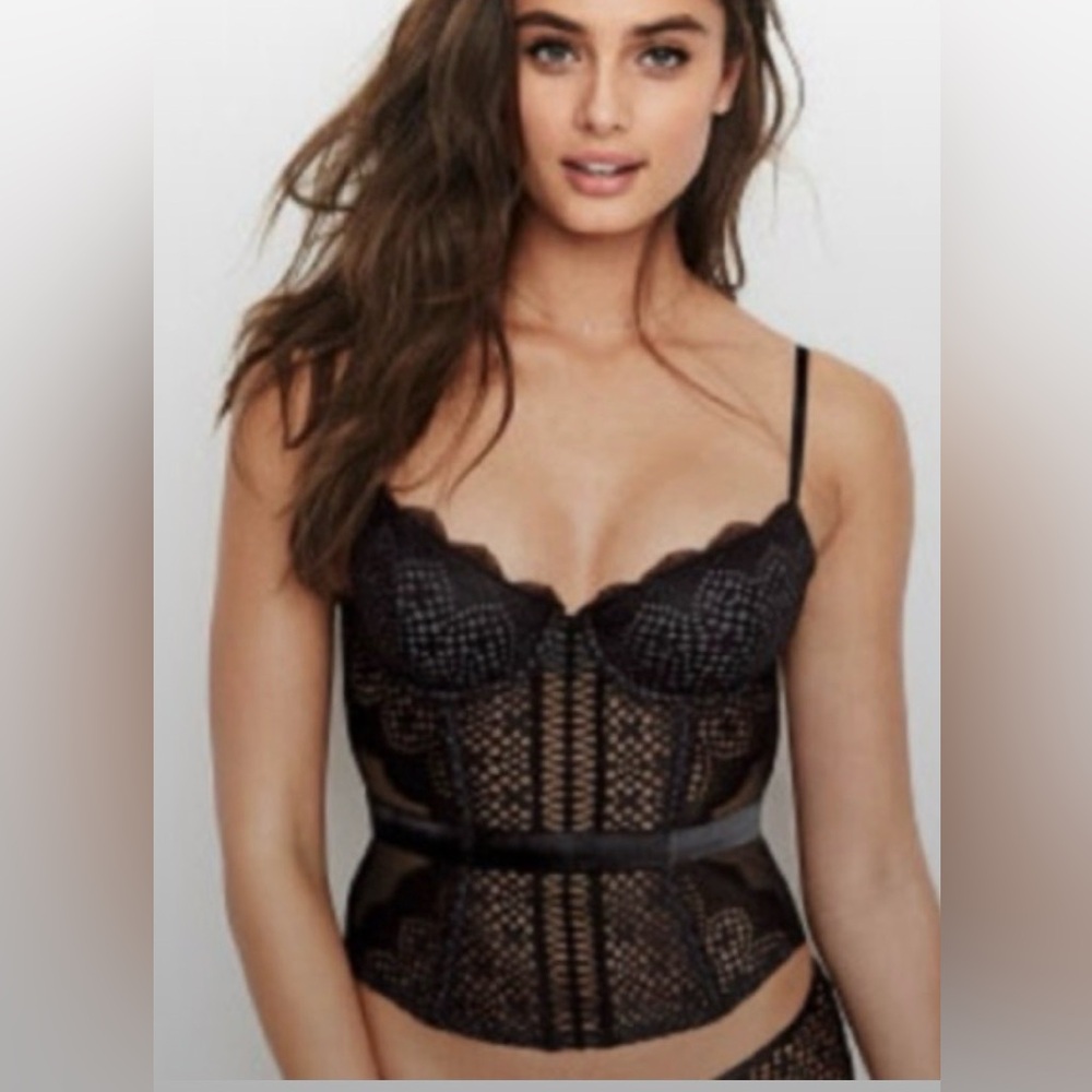 VICTORIA'S SECRET LACE VELVET BUSTIER CORSET 32A